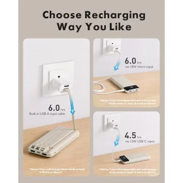 Portable Charger with Built-in Cables for All Devices