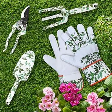 Megawodar Leather Gardening Gloves with 2Pcs Garden Tools and 1Pc Pruning Shear for Men and Women, M...