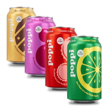 POPPI Sparkling Prebiotic Soda - Refreshing Wellness Pack of 12