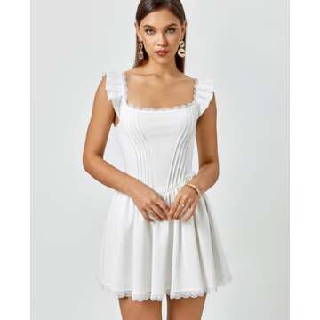 GLNEGE Women's Trendy Square Neck Mini Corset Dress for Parties and Events