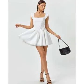 GLNEGE Women's Square Neck Mini Corset Party Dress