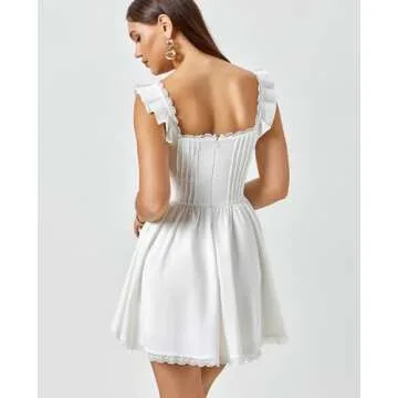 GLNEGE Women's Square Neck Mini Corset Party Dress