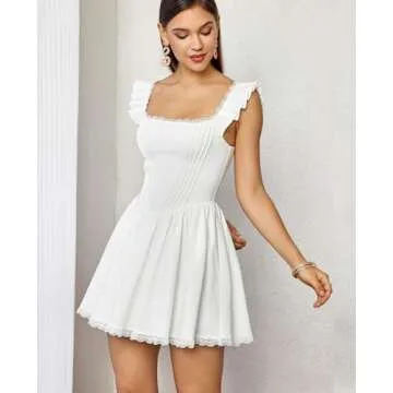 GLNEGE Women's Square Neck Mini Corset Party Dress