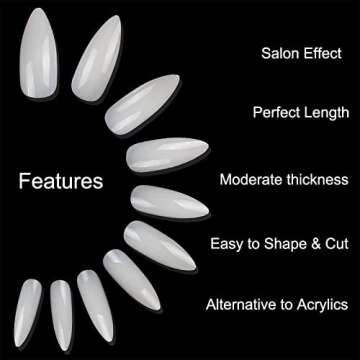 Stiletto Nails Natural - 500Pcs Full Cover Stiletto Nail Tips 10 Sizes Long Claw Nails ECBASKET Natural Pointed Nails Long Almond Nails Full Nail Tips For Nail Salon DIY Nail Art at Home