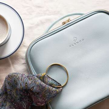 Vlando Portable Makeup Case with Dividers - Blue