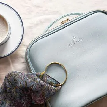 Vlando Portable Makeup Case with Dividers - Blue