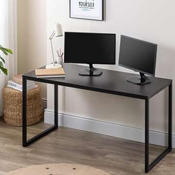 ZINUS Jennifer 55 Inch Black Frame Desk, Computer Workstation, Office Desk, Easy Assembly, Deep Espresso