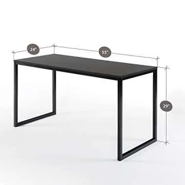 ZINUS Jennifer 55 Inch Black Frame Desk, Computer Workstation, Office Desk, Easy Assembly, Deep Espresso
