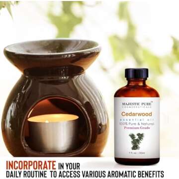 MAJESTIC PURE Cedarwood Essential Oil | 100% Pure and Natural Cedarwood Oil | Premium Grade Essential Oils for Hair Care, Home Diffusers, Skin, Aromatherapy, Massage and Humidifiers | 1 Fl Oz