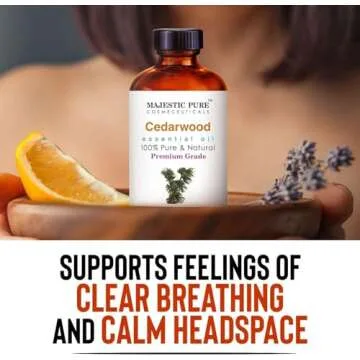 Majestic Pure Cedarwood Essential Oil 100% Pure Quality