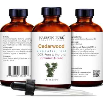 MAJESTIC PURE Cedarwood Essential Oil | 100% Pure and Natural Cedarwood Oil | Premium Grade Essential Oils for Hair Care, Home Diffusers, Skin, Aromatherapy, Massage and Humidifiers | 1 Fl Oz