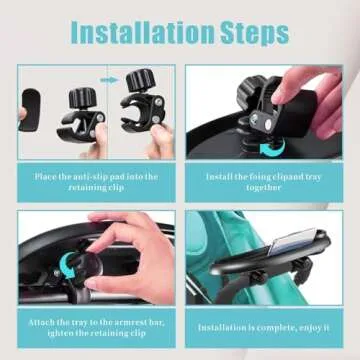 3 in 1 Universal Stroller Snack Tray,Stroller Snack Tray with Phone Holder and Cup Holder,Upgraded Non-Slip and Adjustable,for Almost All Strollers