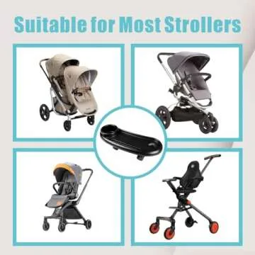 3 in 1 Universal Stroller Snack Tray,Stroller Snack Tray with Phone Holder and Cup Holder,Upgraded Non-Slip and Adjustable,for Almost All Strollers