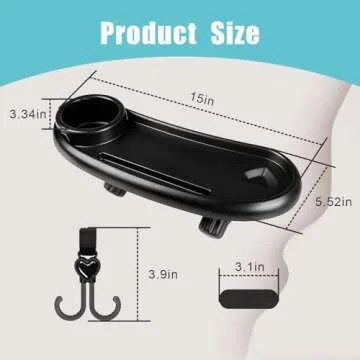 3 in 1 Universal Stroller Snack Tray,Stroller Snack Tray with Phone Holder and Cup Holder,Upgraded Non-Slip and Adjustable,for Almost All Strollers