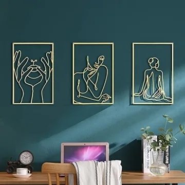Gold Wall Art Decor Set of 3 for Modern Interiors