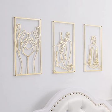 Gold Wall Art Decor Set of 3 for Modern Interiors