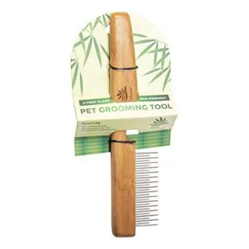 AtEase Accents Detangling Pet Comb for Matted Hair and Detangler, with Long & Short Stainless Steel Teeth for Dog and Cat- Natural Easy Grooming Tool