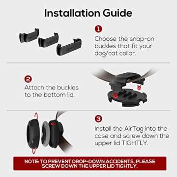 Airtag Dog Collar Holder - (2pack) Ultra-Durable Plastic Pet Collar Case for Apple Airtags, Anti-Lost Air Tag Case Holder Compatible with Pet GPS Trackers for Dogs Cats(Transparent Black/White)