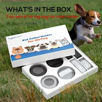 Airtag Dog Collar Holder - (2pack) Ultra-Durable Plastic Pet Collar Case for Apple Airtags, Anti-Lost Air Tag Case Holder Compatible with Pet GPS Trackers for Dogs Cats(Transparent Black/White)