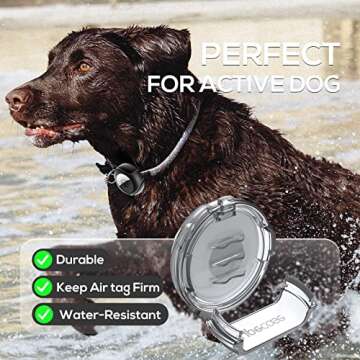 Airtag Dog Collar Holder - (2pack) Ultra-Durable Plastic Pet Collar Case for Apple Airtags, Anti-Lost Air Tag Case Holder Compatible with Pet GPS Trackers for Dogs Cats(Transparent Black/White)