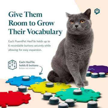 FluentPet HexTile - Yellow | Accessory Dog and Cat Button Learning Kits | Can Hold Up to 6 Buttons |...