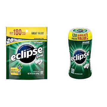 ECLIPSE Spearmint Sugarfree Chewing Gum - 180 Piece Bag of Freshness