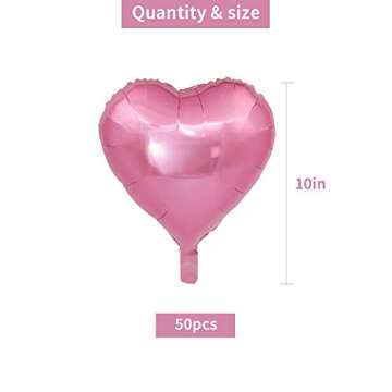 50 Pcs 10 inch Heart Shape Foil Mylar Balloons for Birthday Party Decorations, Wedding Decorations, ...