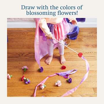 Sarah's Silks Blossom Streamer - 8 Foot Long Ribbon Wand for Kids Dance, Baton Stick Twirling and Rhythmic Gymnastics Bright Colored 100% Silk Ribbon and Wooden Birch Handle, 1 Piece