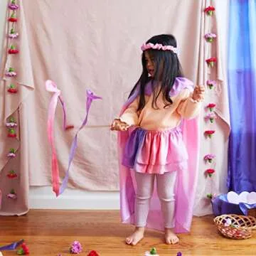 Sarah's Silks Blossom Streamer - 8 Foot Long Ribbon Wand for Kids Dance, Baton Stick Twirling and Rhythmic Gymnastics Bright Colored 100% Silk Ribbon and Wooden Birch Handle, 1 Piece