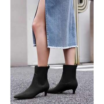 Coutgo Women's Ankle Boots - Chic Kitten Heel Style