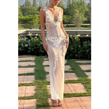 Y2k See Through Long Dress for Trendy Women