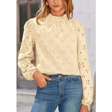 PRETTYGARDEN Elegant Embroidered Blouse for Women