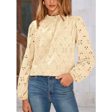 PRETTYGARDEN Elegant Embroidered Blouse for Women