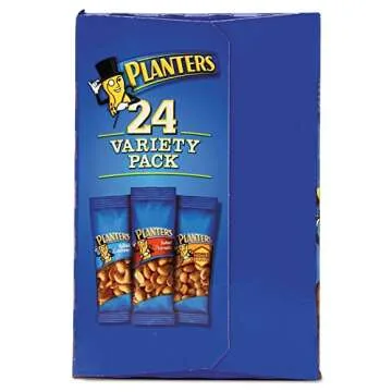 PLANTERS Variety Packs (Salted Cashews, Salted Peanuts & Honey Roasted Peanuts), 24 Packs - Individual Bags of On-the-Go Nut Snacks - No Cholesterol or Trans Fats - Source of Fiber and Healthy Fats