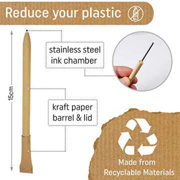Agile Eco Friendly Pens (Pack of 24) Back to School Supplies Office Stationary Supply for Teacher and Students - Plastic Free, Made from Kraft Paper and Steel Gift Idea