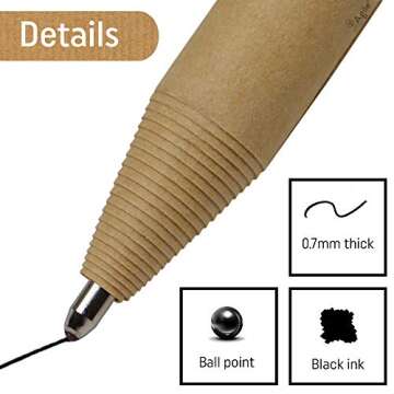 Agile Eco Friendly Pens (Pack of 24) Back to School Supplies Office Stationary Supply for Teacher and Students - Plastic Free, Made from Kraft Paper and Steel Gift Idea