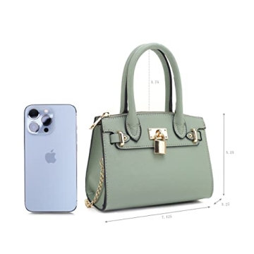 Chic EVVE Women's Mini Satchel Evening Bag with Versatile Chain Strap - PISTACHIO