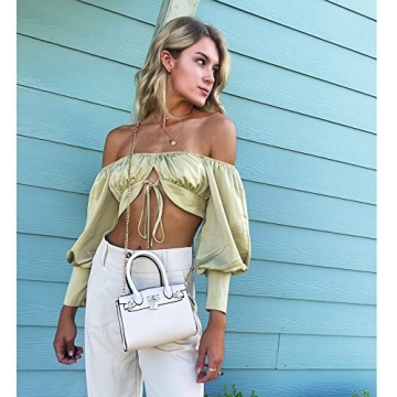 Chic EVVE Women's Mini Satchel Evening Bag with Versatile Chain Strap - PISTACHIO