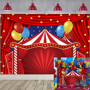 Stunning Red Circus Carnival Backdrop for Birthday Parties and Celebrations