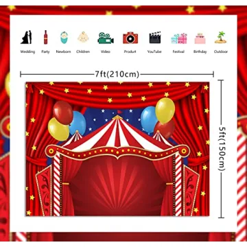 Red Circus Carnival Backdrop for Parties and Photos