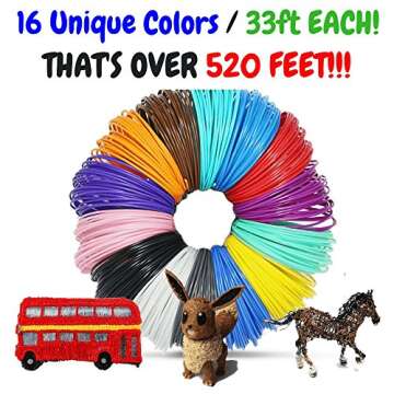 520 Feet of 16 Color 3D Pen PLA Filament Refills