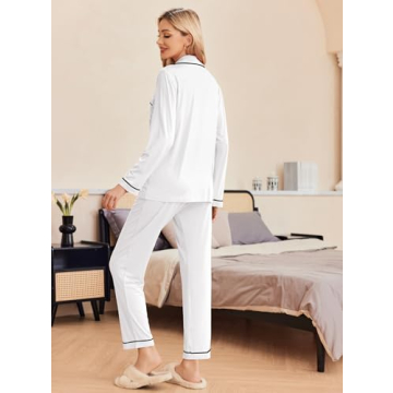 Ekouaer Women's Soft Long Sleeve Pajamas Set for Lounging