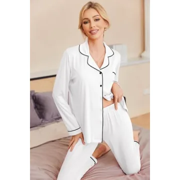 Ekouaer Women's Soft Long Sleeve Pajamas Set for Lounging