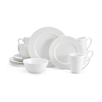 Mikasa Trellis Bone China Dinnerware Set – 16 Pieces, Elegant & Durable