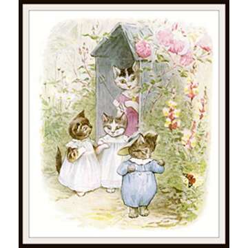 Beatrix Potter Tom Kitten and Mrs. Tabitha Cat Vintage Nursery Art Print 8 x 10"