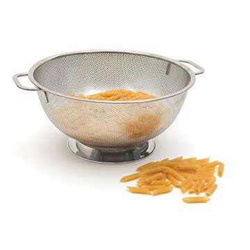 RSVP International Endurance Kitchen Collection Colander Strainer, 3 Quart, Pierced Stainless Steel
