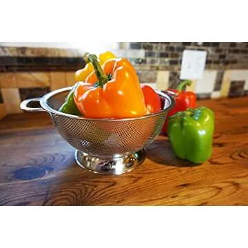 RSVP International Endurance Kitchen Collection Colander Strainer, 3 Quart, Pierced Stainless Steel