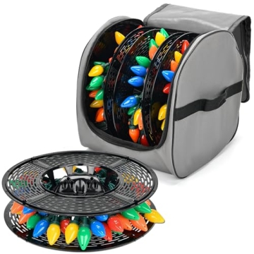 Keten Christmas Light Storage Bag - 600D Oxford Organizer with Reinforced Handles and 3 Reels for 37...