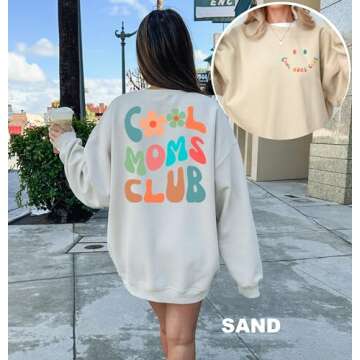 IHK Cool Moms Club Sweatshirt, Mom Valentines Day Gift, Mom Sweatshirt, Cool Mom Sweatshirt, Mom Birthday Gift, (US, Alpha, X-Large, Regular, Regular, Sand)