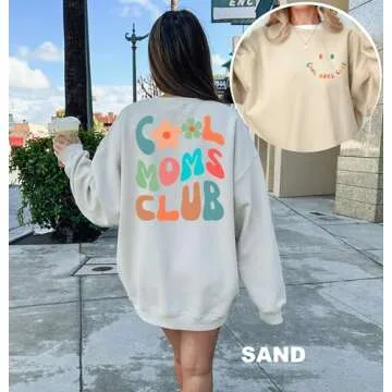 IHK Cool Moms Club Sweatshirt, Mom Valentines Day Gift, Mom Sweatshirt, Cool Mom Sweatshirt, Mom Birthday Gift, (US, Alpha, X-Large, Regular, Regular, Sand)
